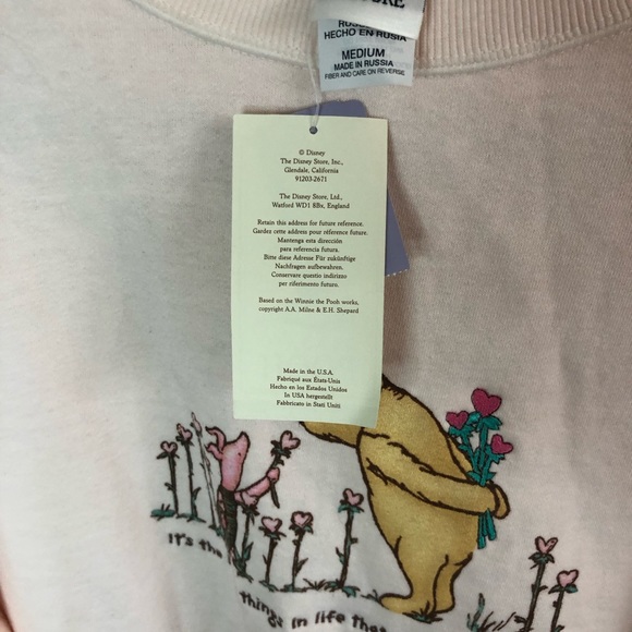 Vintage Walt Disney Pooh Piglet It's The Little Things Graphic Sweatshirt M - Picture 4 of 9